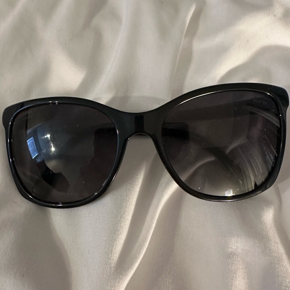 Chanel authentic tweed sunglasses black and silver. Comes with case. EUC - Picture 1 of 6